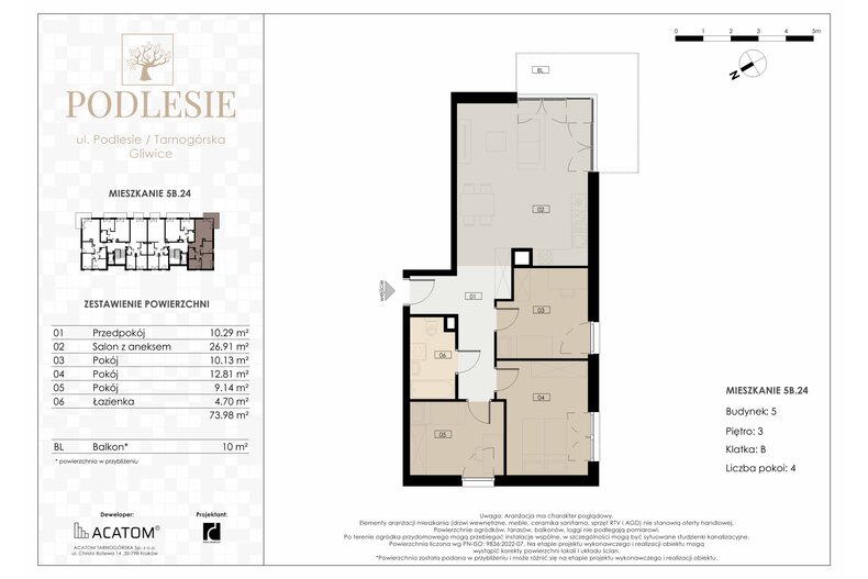 Apartament wakacyjny 73,98 m², piętro 3, oferta nr 5B.24