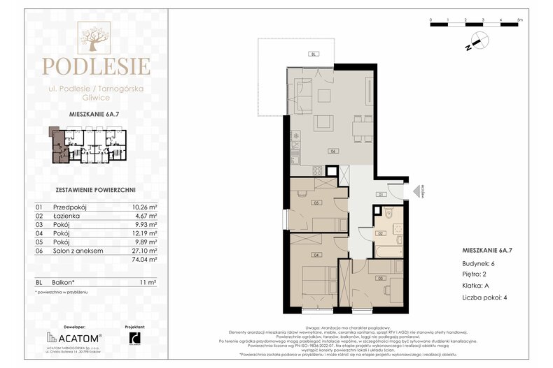 Apartament wakacyjny 74,04 m², piętro 2, oferta nr 6A.7