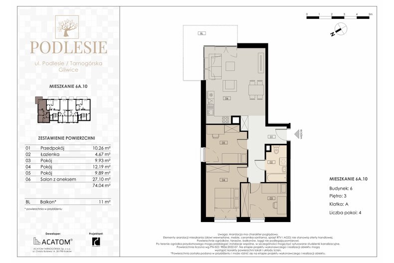 Apartament wakacyjny 74,04 m², piętro 3, oferta nr 6A.10