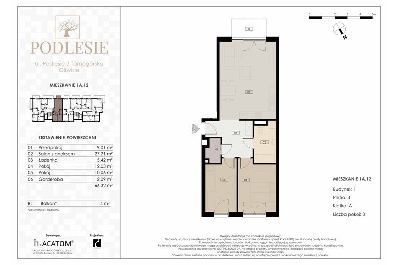 Apartament wakacyjny 66,32 m², piętro 3, oferta nr 1A.12