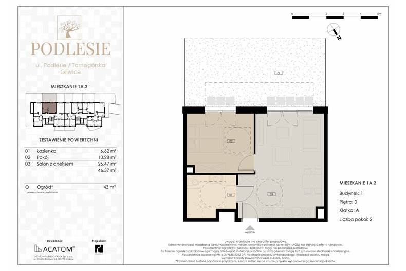 Apartament wakacyjny 46,37 m², parter, oferta nr 1A.2