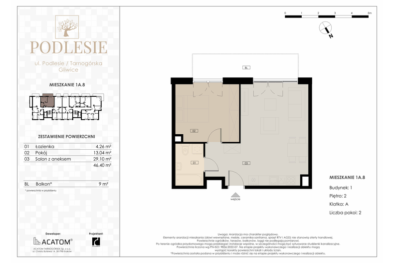 Apartament wakacyjny 46,40 m², piętro 2, oferta nr 1A.8