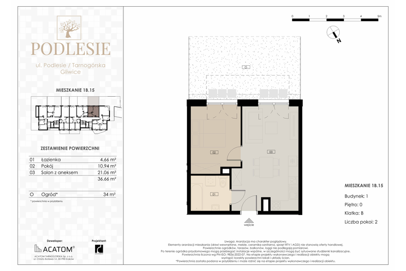 Apartament wakacyjny 36,66 m², parter, oferta nr 1B.15