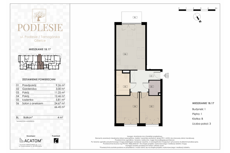 Apartament wakacyjny 66,45 m², piętro 1, oferta nr 1B.17