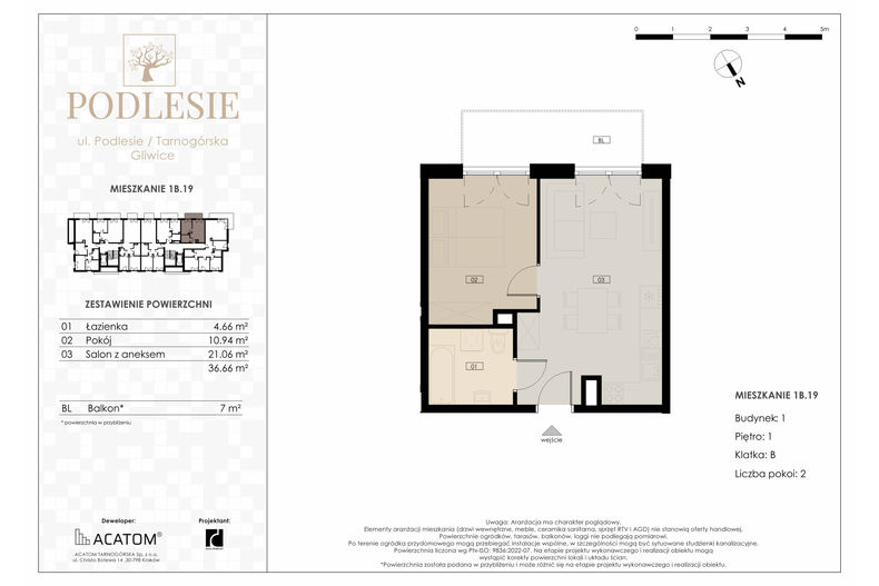 Apartament wakacyjny 36,66 m², piętro 1, oferta nr 1B.19