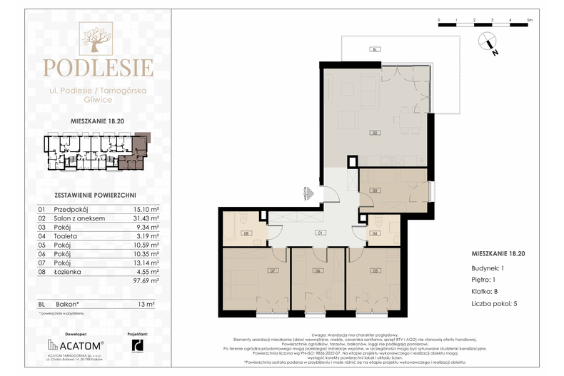 Apartament wakacyjny 97,69 m², piętro 1, oferta nr 1B.20