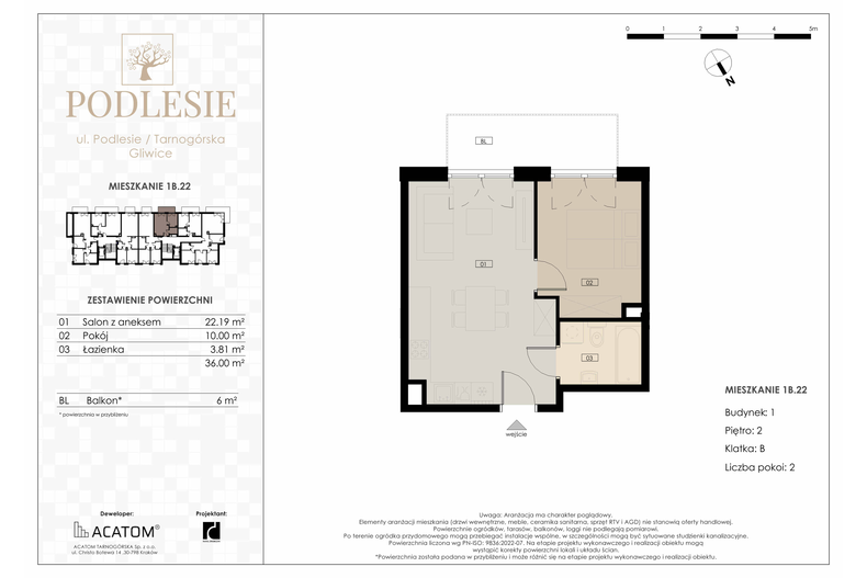 Apartament wakacyjny 36,00 m², piętro 2, oferta nr 1B.22