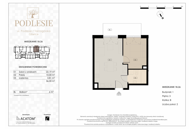Apartament wakacyjny 36,00 m², piętro 3, oferta nr 1B.26