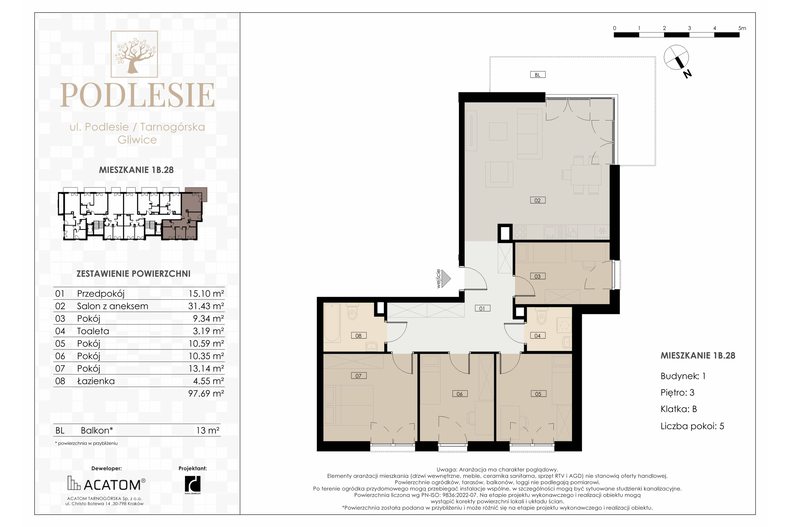 Apartament wakacyjny 97,69 m², piętro 3, oferta nr 1B.28