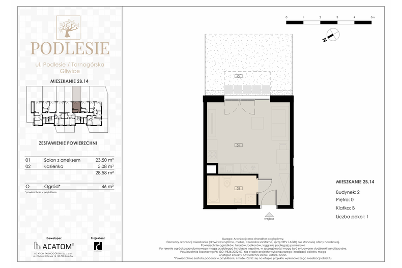 Apartament wakacyjny 28,58 m², parter, oferta nr 2B.14