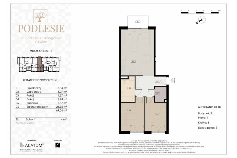 Apartament wakacyjny 69,04 m², piętro 1, oferta nr 2B.18