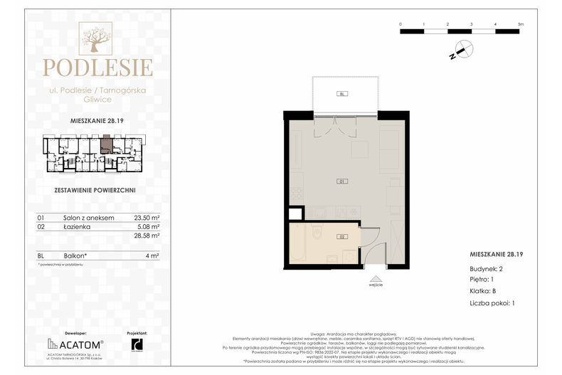 Apartament wakacyjny 28,58 m², piętro 1, oferta nr 2B.19