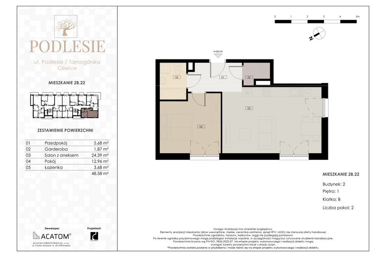Apartament wakacyjny 48,58 m², piętro 1, oferta nr 2B.22