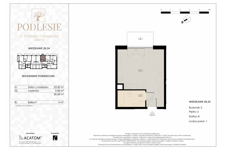 Apartament wakacyjny 28,58 m², piętro 2, oferta nr 2B.24