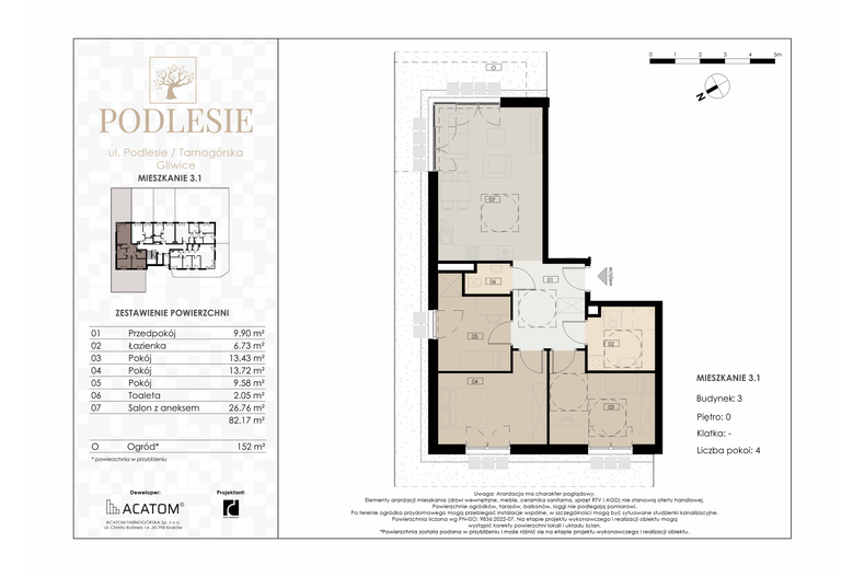 Apartament wakacyjny 82,17 m², parter, oferta nr 3.1