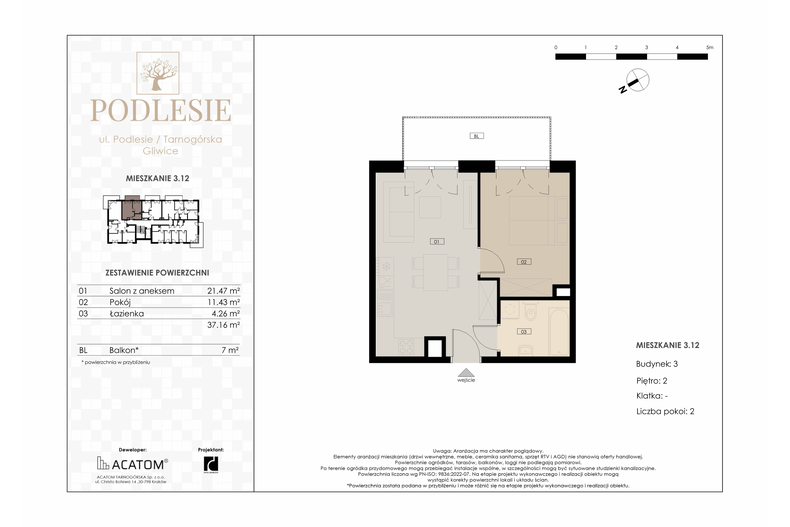 Apartament wakacyjny 37,16 m², piętro 2, oferta nr 3.12