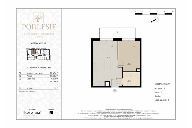 Apartament wakacyjny 37,16 m², piętro 3, oferta nr 3.17