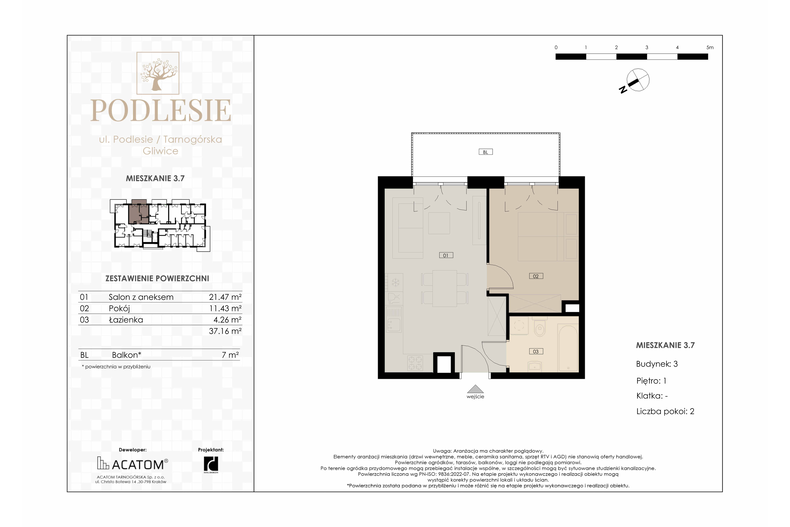 Apartament wakacyjny 37,16 m², piętro 1, oferta nr 3.7