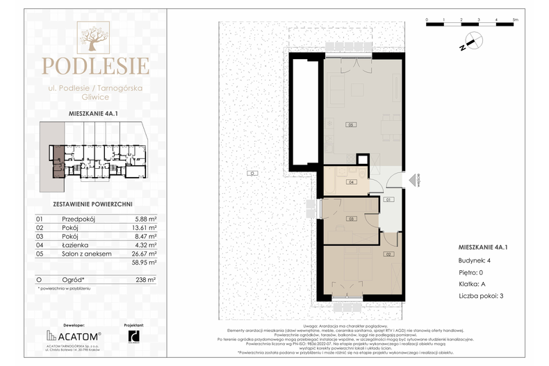 Apartament wakacyjny 58,95 m², parter, oferta nr 4A.1