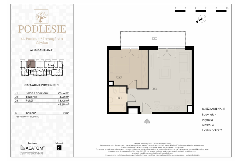 Apartament wakacyjny 46,68 m², piętro 3, oferta nr 4A.11