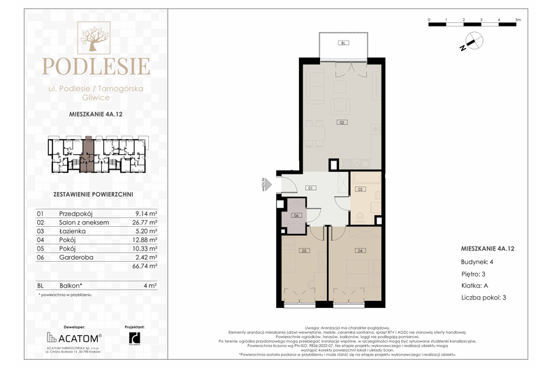 Apartament wakacyjny 66,74 m², piętro 3, oferta nr 4A.12