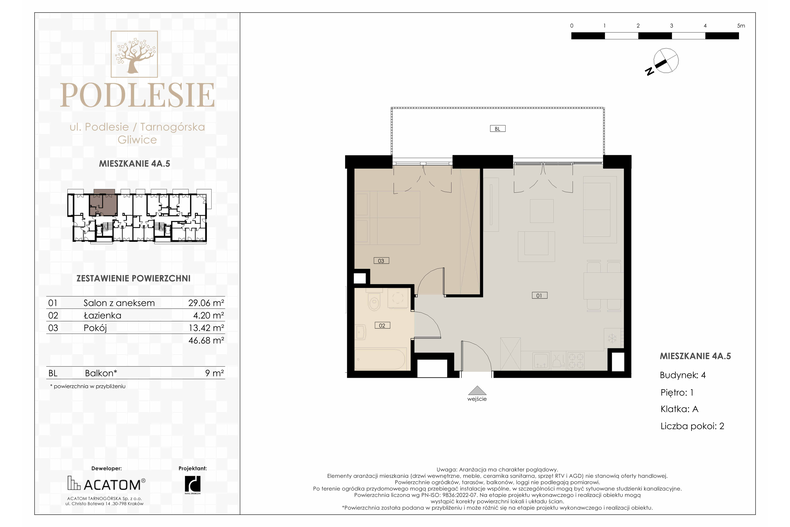 Apartament wakacyjny 46,68 m², piętro 1, oferta nr 4A.5