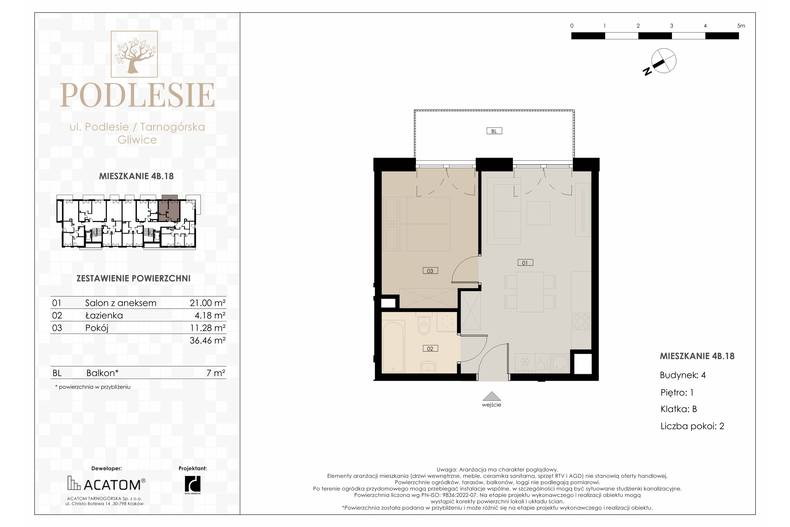 Apartament wakacyjny 36,46 m², piętro 1, oferta nr 4B.18