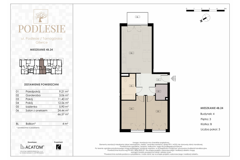 Apartament wakacyjny 66,57 m², piętro 3, oferta nr 4B.24