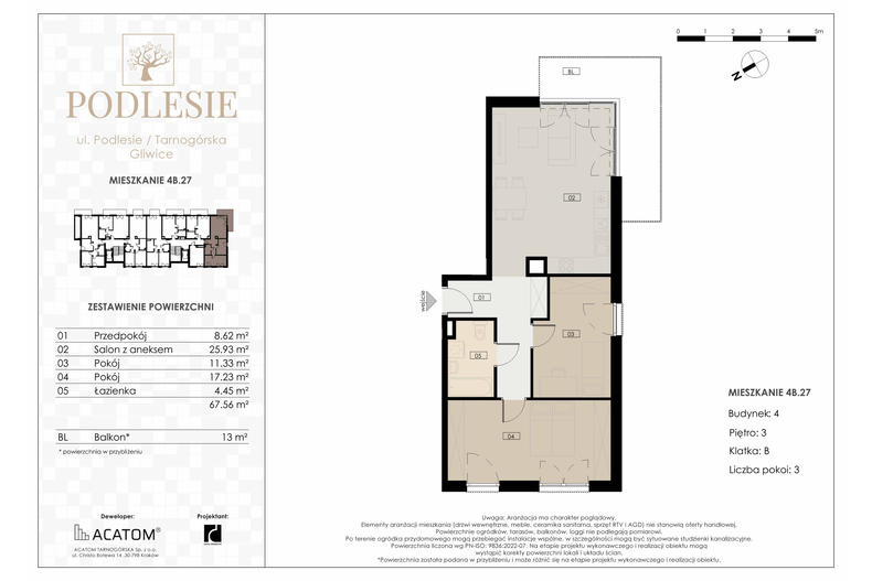 Apartament wakacyjny 67,56 m², piętro 3, oferta nr 4B.27