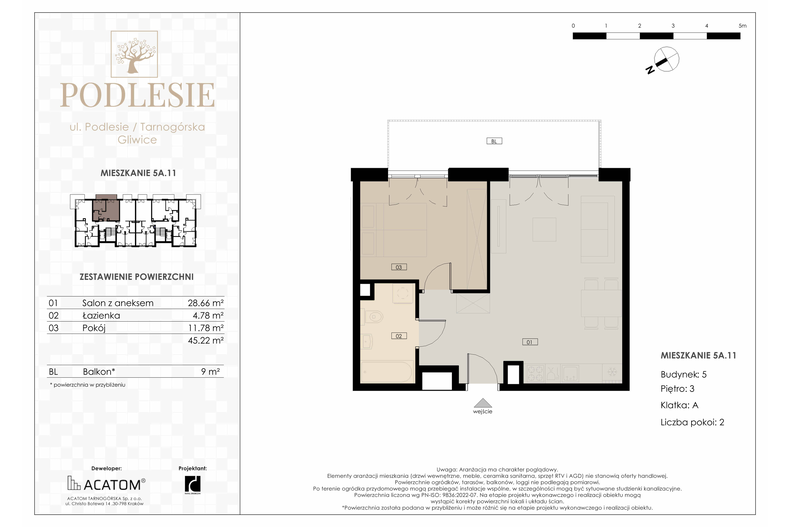 Apartament wakacyjny 45,22 m², piętro 3, oferta nr 5A.11