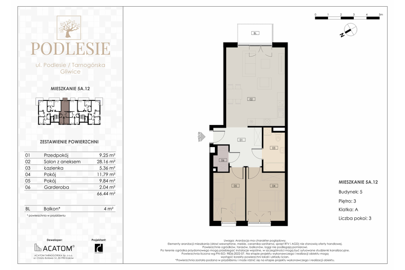Apartament wakacyjny 66,44 m², piętro 3, oferta nr 5A.12