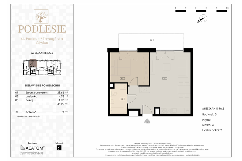 Apartament wakacyjny 45,22 m², piętro 1, oferta nr 5A.5