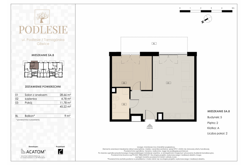 Apartament wakacyjny 45,22 m², piętro 2, oferta nr 5A.8