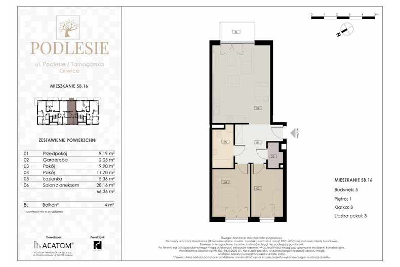 Apartament wakacyjny 66,36 m², piętro 1, oferta nr 5B.16