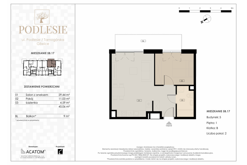 Apartament wakacyjny 45,06 m², piętro 1, oferta nr 5B.17