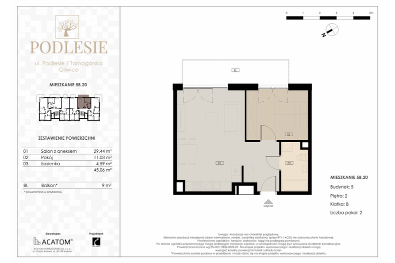 Apartament wakacyjny 45,06 m², piętro 2, oferta nr 5B.20