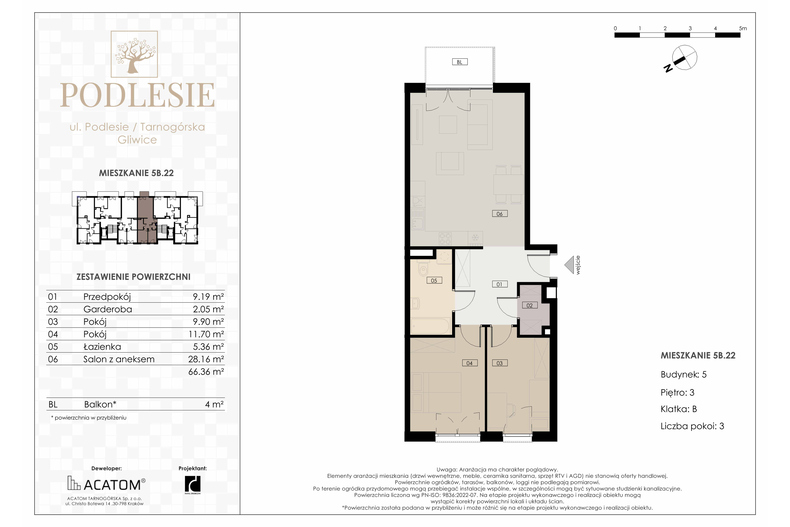 Apartament wakacyjny 66,36 m², piętro 3, oferta nr 5B.22
