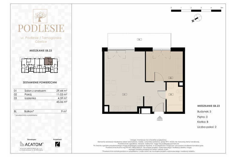 Apartament wakacyjny 45,06 m², piętro 3, oferta nr 5B.23