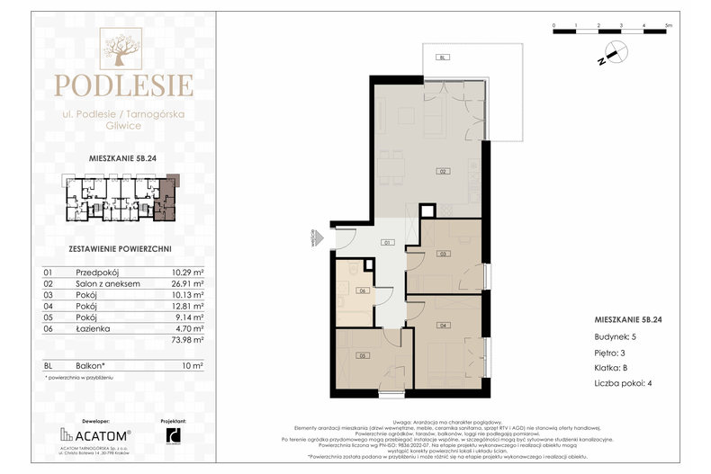 Apartament wakacyjny 73,98 m², piętro 3, oferta nr 5B.24