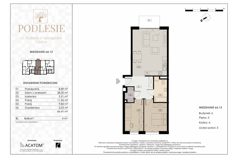 Apartament wakacyjny 66,41 m², piętro 3, oferta nr 6A.12