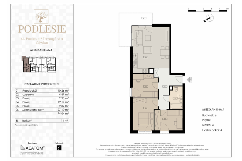 Apartament wakacyjny 74,04 m², piętro 1, oferta nr 6A.4