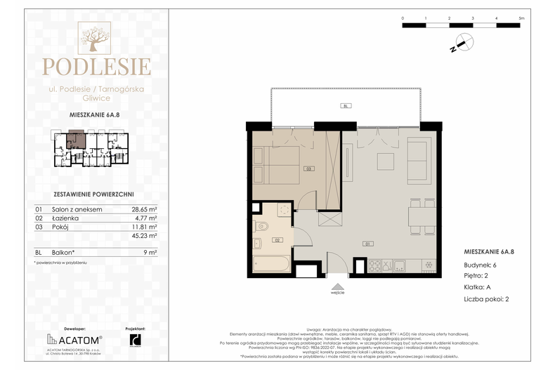 Apartament wakacyjny 45,23 m², piętro 2, oferta nr 6A.8