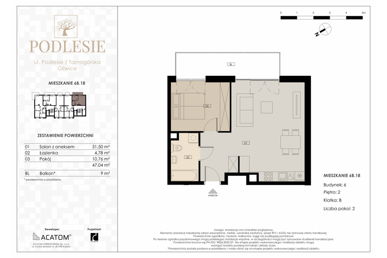 Apartament wakacyjny 47,04 m², piętro 2, oferta nr 6B.18