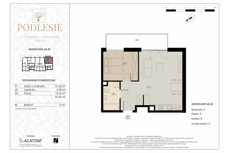 Apartament wakacyjny 47,04 m², piętro 3, oferta nr 6B.20