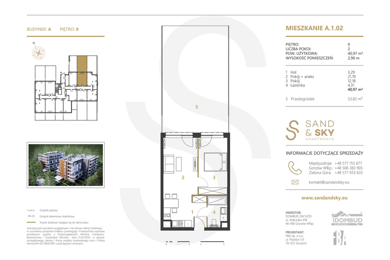 Apartament wakacyjny 40,97 m², parter, oferta nr A/1/02