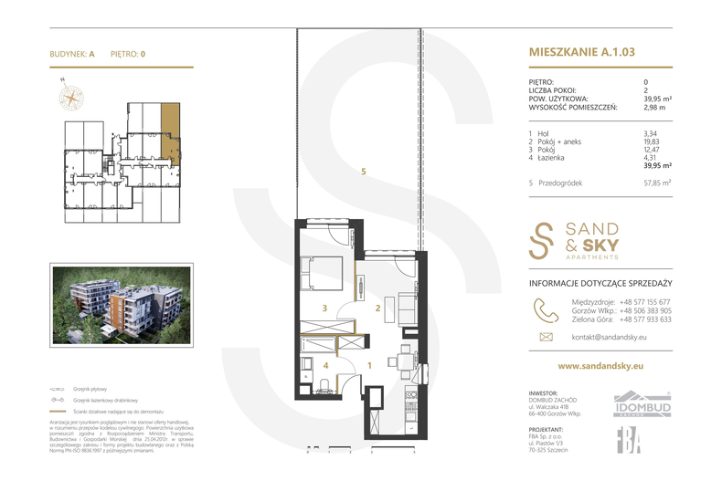 Apartament wakacyjny 39,95 m², parter, oferta nr A/1/03