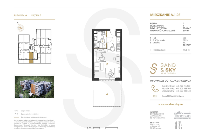 Apartament wakacyjny 32,49 m², parter, oferta nr A/1/08