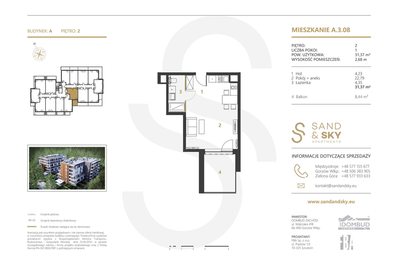 Apartament wakacyjny 31,37 m², piętro 2, oferta nr A/3/08