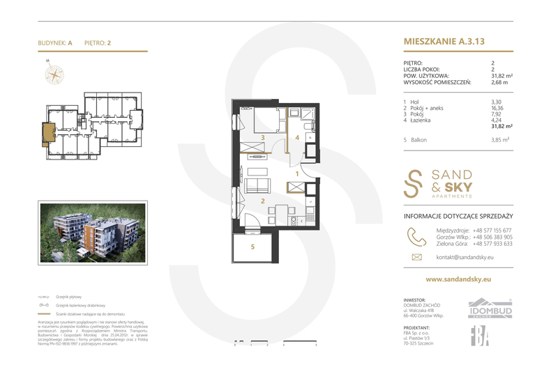 Apartament wakacyjny 31,82 m², piętro 2, oferta nr A/3/13