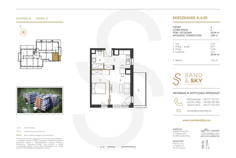 Apartament wakacyjny 39,94 m², piętro 3, oferta nr A/4/05